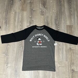 Gray and Black Disney World Raglan Tee